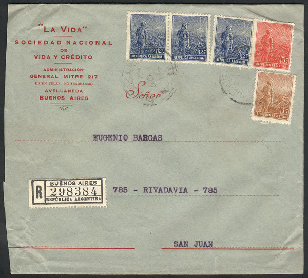 ARGENTINA Registered Cover Sent From Buenos Aires To San Juan On 9/DE/1914 Fran - Andere & Zonder Classificatie