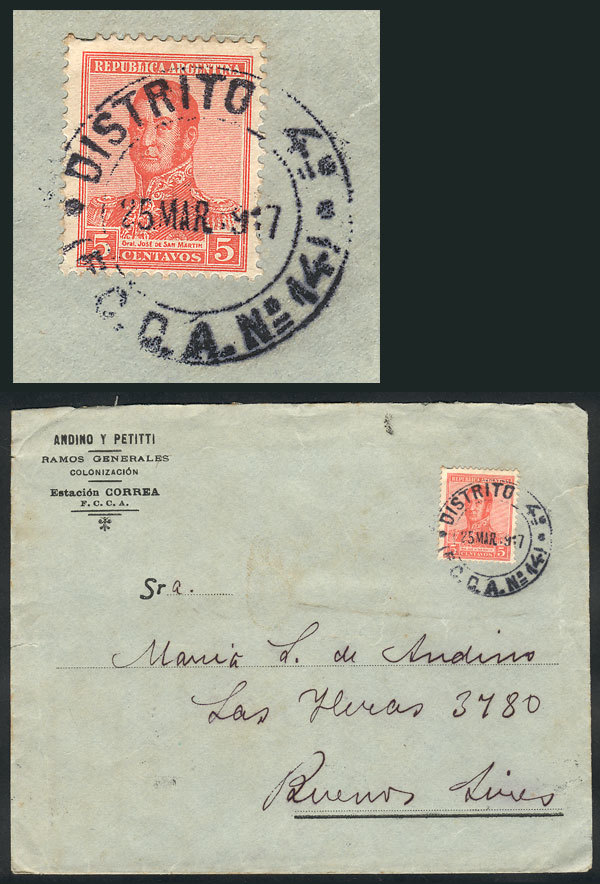 ARGENTINA "25/MAR/1917 ESTACION CORREA - Buenos Aires: Cover Franked With  5c. - Andere & Zonder Classificatie