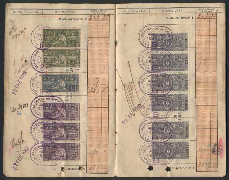 ARGENTINA Postal Savings Book With 62 Stamps, Including Some Of High Value (up - Andere & Zonder Classificatie