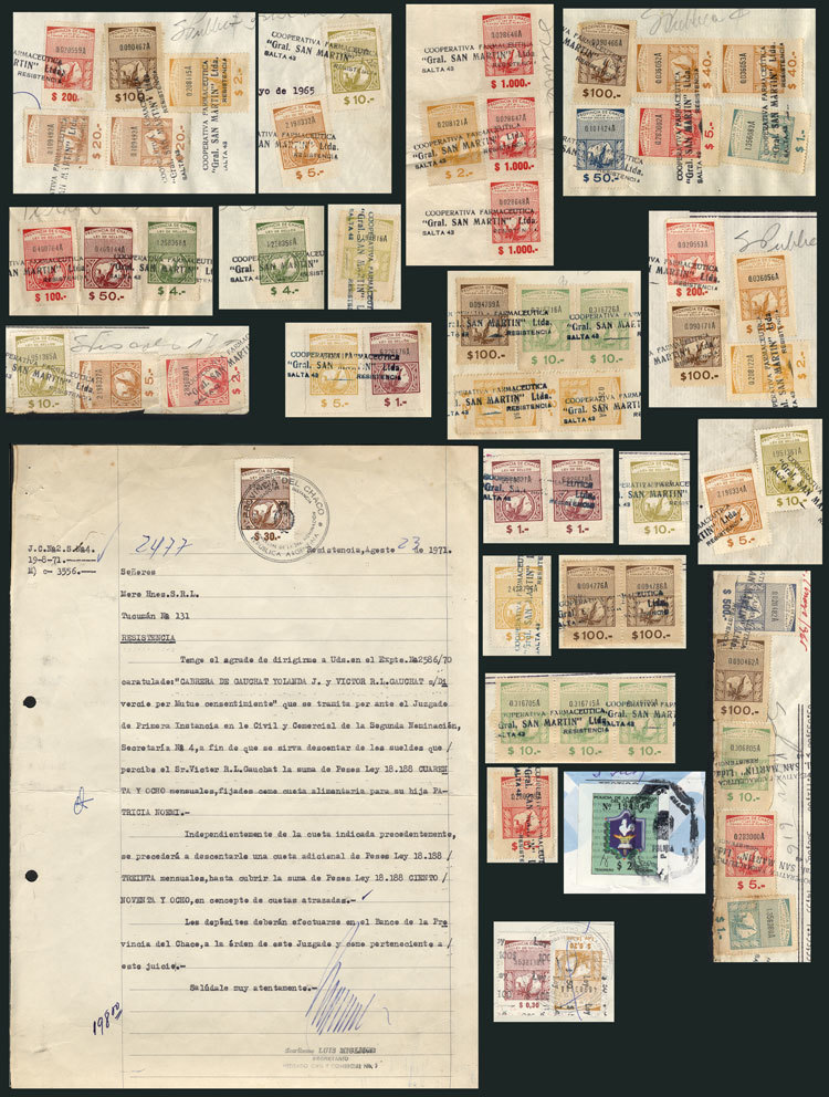 ARGENTINA More Than 150 Revenue Stamps Of The PROVINCE OF CHACO, All On Documen - Autres & Non Classés