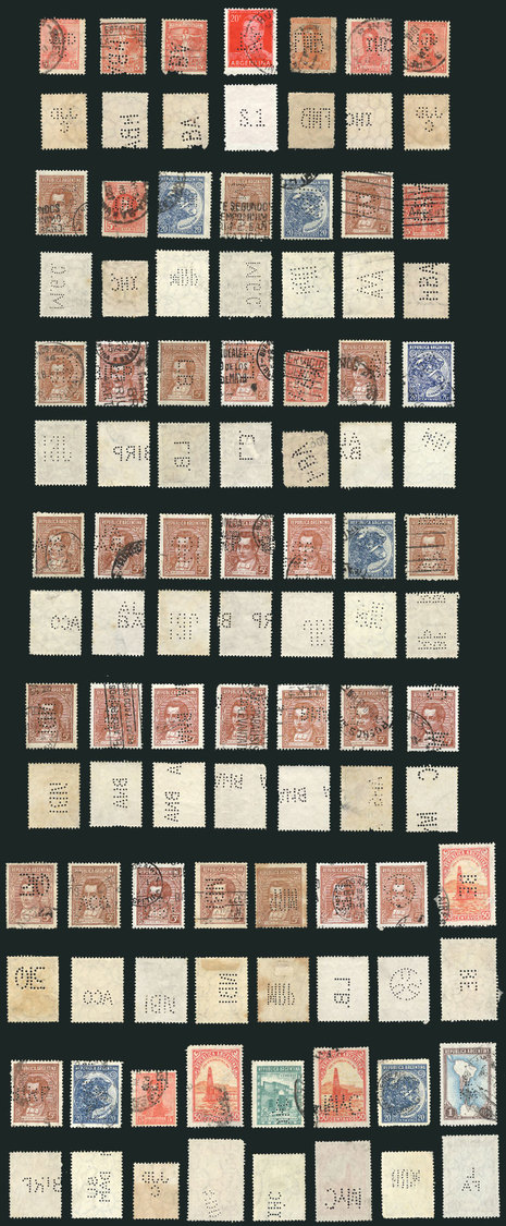 ARGENTINA "PERFINS: Large Lot Of More Than 450 Used Stamps, All With Commercial - Verzamelingen & Reeksen