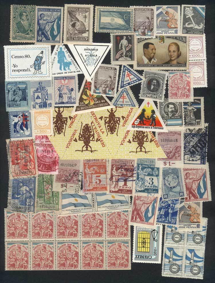 ARGENTINA CINDERELLAS AND REVUNUE STAMPS: Lot Of 85 Varied Examples Of All Time - Verzamelingen & Reeksen