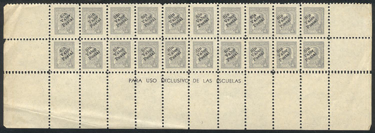 ARGENTINA "SCHOOL MAIL: Block Of 20 Cinderellas Of 4c. Overprinted ""SIN VALOR - Andere & Zonder Classificatie