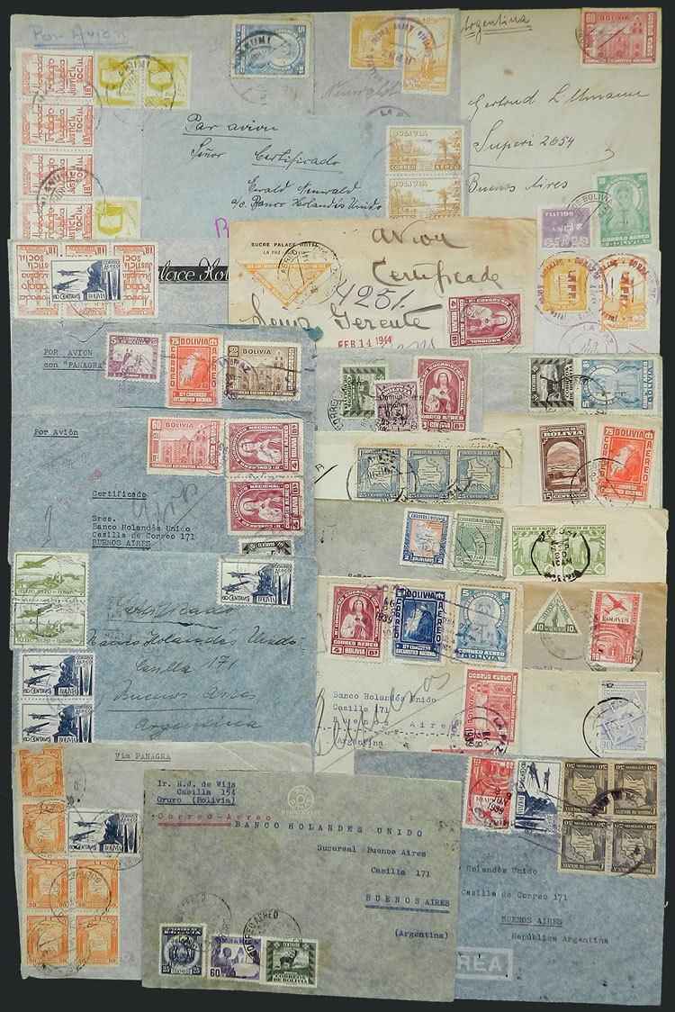 BOLIVIA 22 Covers Sent To Argentina Between 1938/1945, Most By Airmail And Seve - Bolivië
