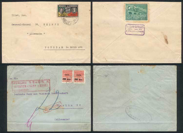 BRAZIL Lot Of 5 Covers Sent To Germany Between 1928 And 1934, Various Postages - Andere & Zonder Classificatie