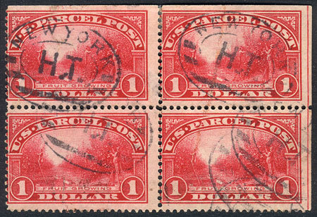 UNITED STATES Sc.Q12, 1913 $1 Fruit Growing, Nice USED BLOCK OF 4 Of Very Fine - Reisgoedzegels