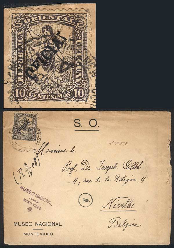 URUGUAY Cover Of The National Museum Sent To Belgium On 17/JA/1908, Franked By - Uruguay