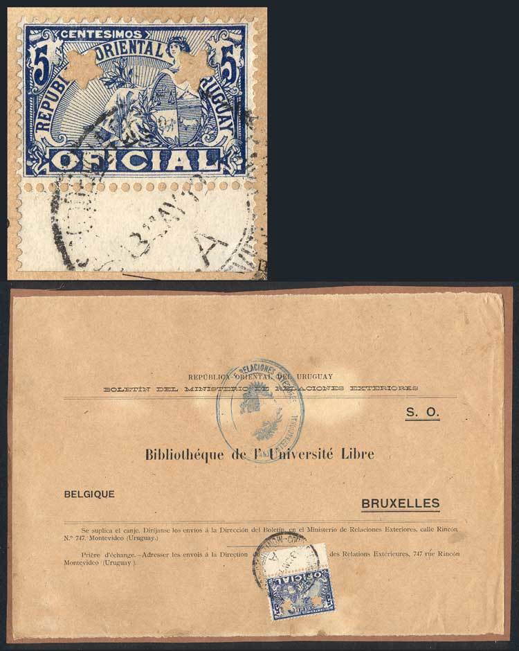 URUGUAY Large Fragment Of Parcel Post Cover Sent To Belgium On 13/MAY/1913, Fra - Uruguay