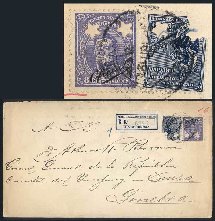 URUGUAY Registered Cover Sent To Switzerland On 12/AU/1918, Franked By Sc.O120 - Uruguay