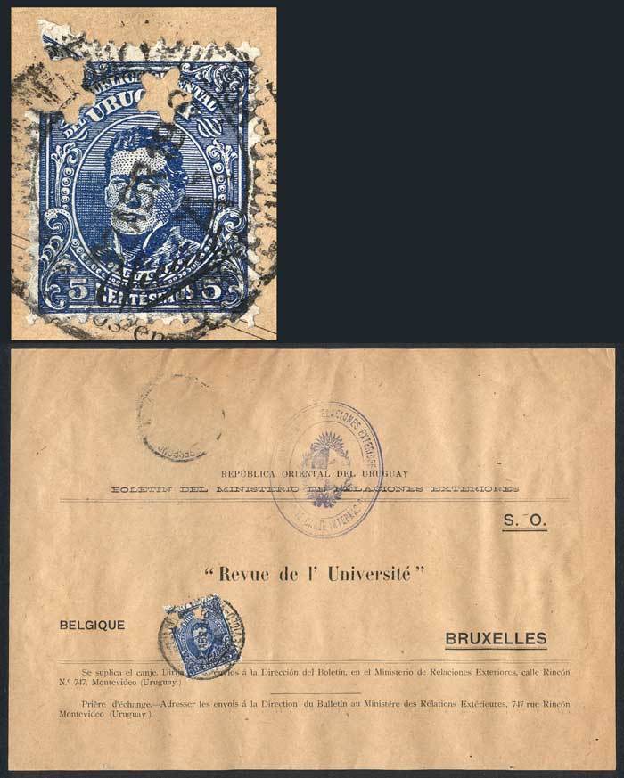 URUGUAY Large Fragment Of Parcel Post Cover Sent To Belgium On 7/AP/1919, Frank - Uruguay
