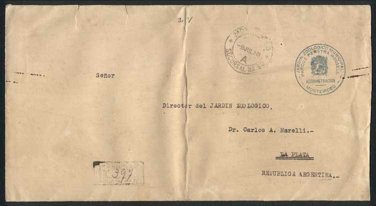 URUGUAY Cover (with Its Original Letter) Of The Zoo Of Montevideo Sent Stamples - Uruguay