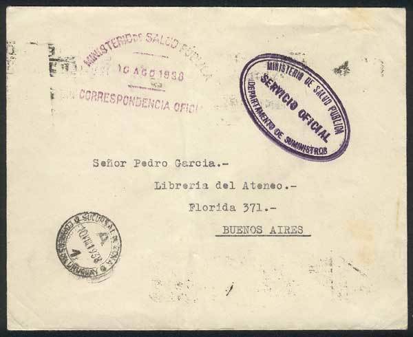 URUGUAY "Cover Of The Ministry Of Public Health Sent Stampless To Argentina On - Uruguay