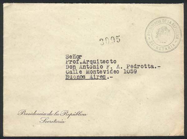 URUGUAY Cover Of The Secretariat Of The Presidency, Sent Stampless To Argentina - Uruguay