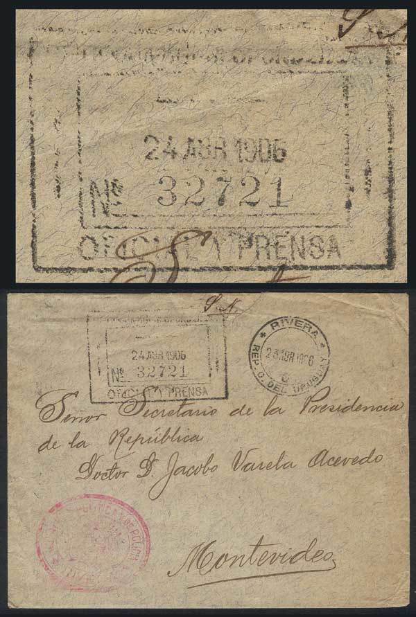 URUGUAY "Cover Of The Jefatura Política Y De Policía Of Rivera Sent To Montevid - Uruguay