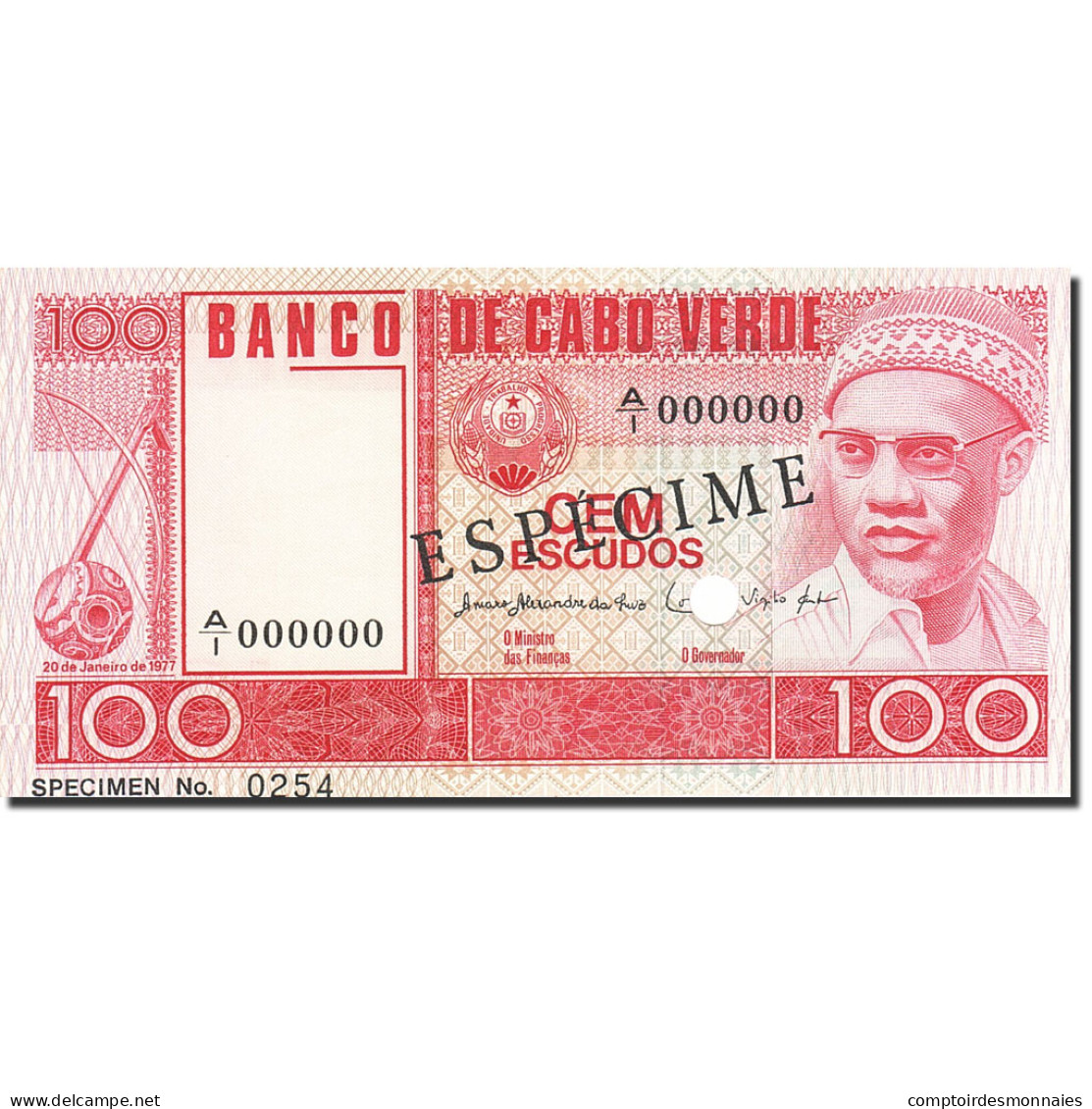 Billet, Cape Verde, 100 Escudos, 1977, 1977-01-20, KM:54s, NEUF - Cape Verde