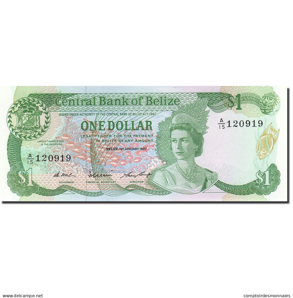 Billet, Belize, 1 Dollar, 1983-1987, 1987-01-01, KM:46c, NEUF - Belize