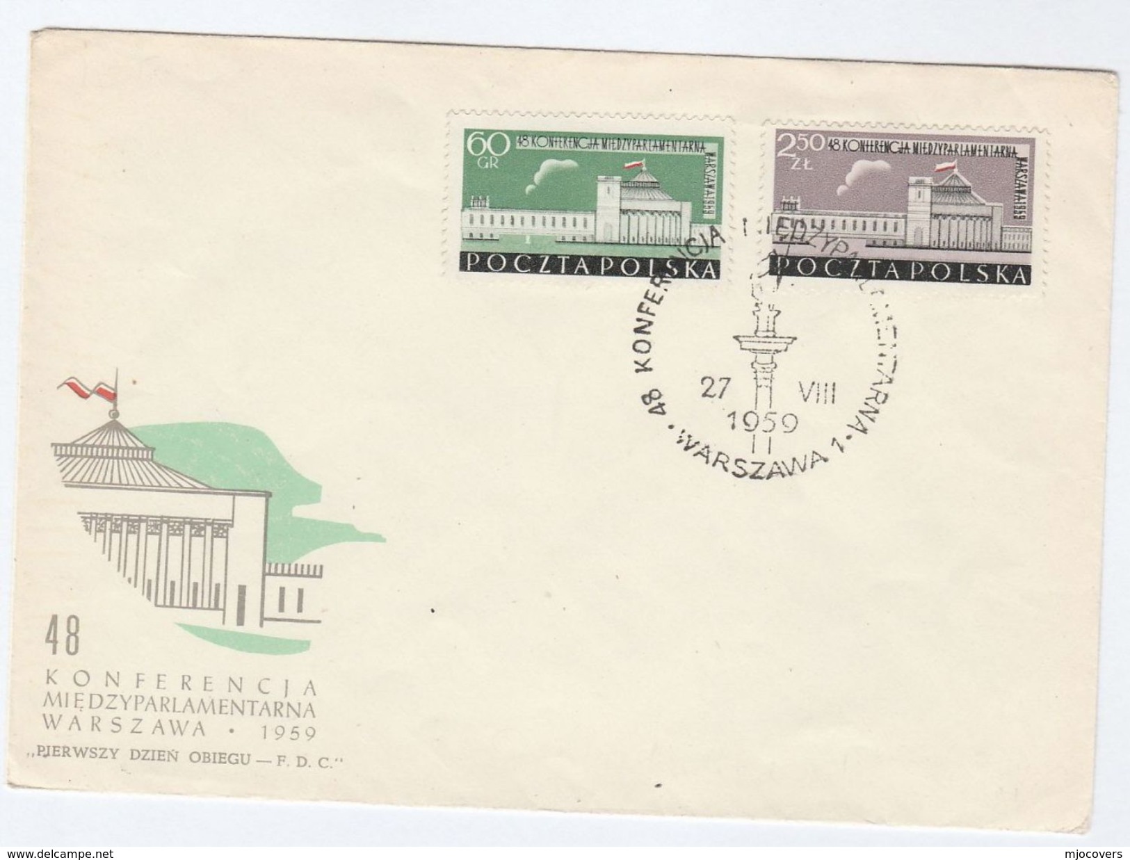 1959 POLAND FDC Stamps PARLIAMENT Cover - FDC