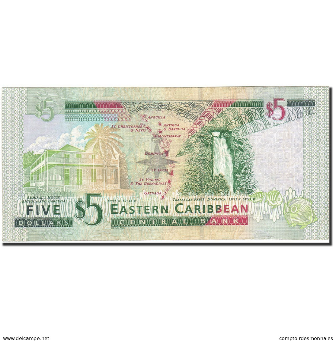 Billet, Etats Des Caraibes Orientales, 5 Dollars, 2008, Undated (2008), KM:47a - East Carribeans