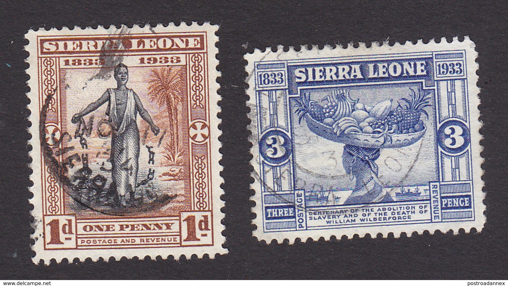 Sierra Leone, Scott #154, 157, Used, Slave Throwing Off Shackles, Fruit Seller, Issued 1933 - Sierra Leone (...-1960)