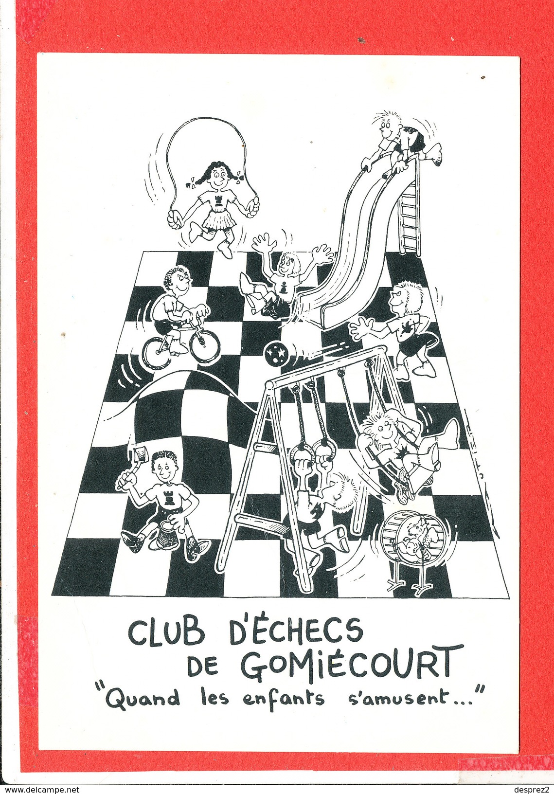 CLUB ECHECS La Tour Noire à GOMIECOURT ( 62 ) Cpm  Dessin Gautier N°   /2000 - Echecs