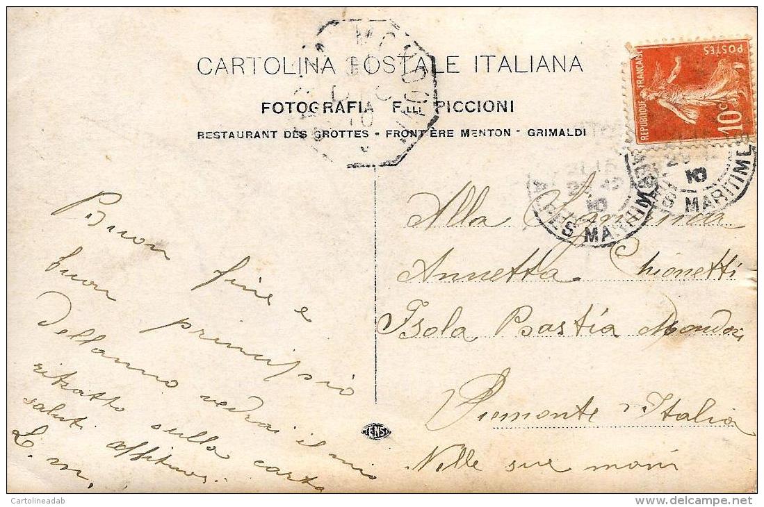 [DC9131] CPA - FOTOGRAFIA F.LLI PICCIONI - RESTAURANT DES GROTTES - FRONTIERE MENTON - GRIMALDI - Viaggiata Old Postcard - ....-1914: Precursori