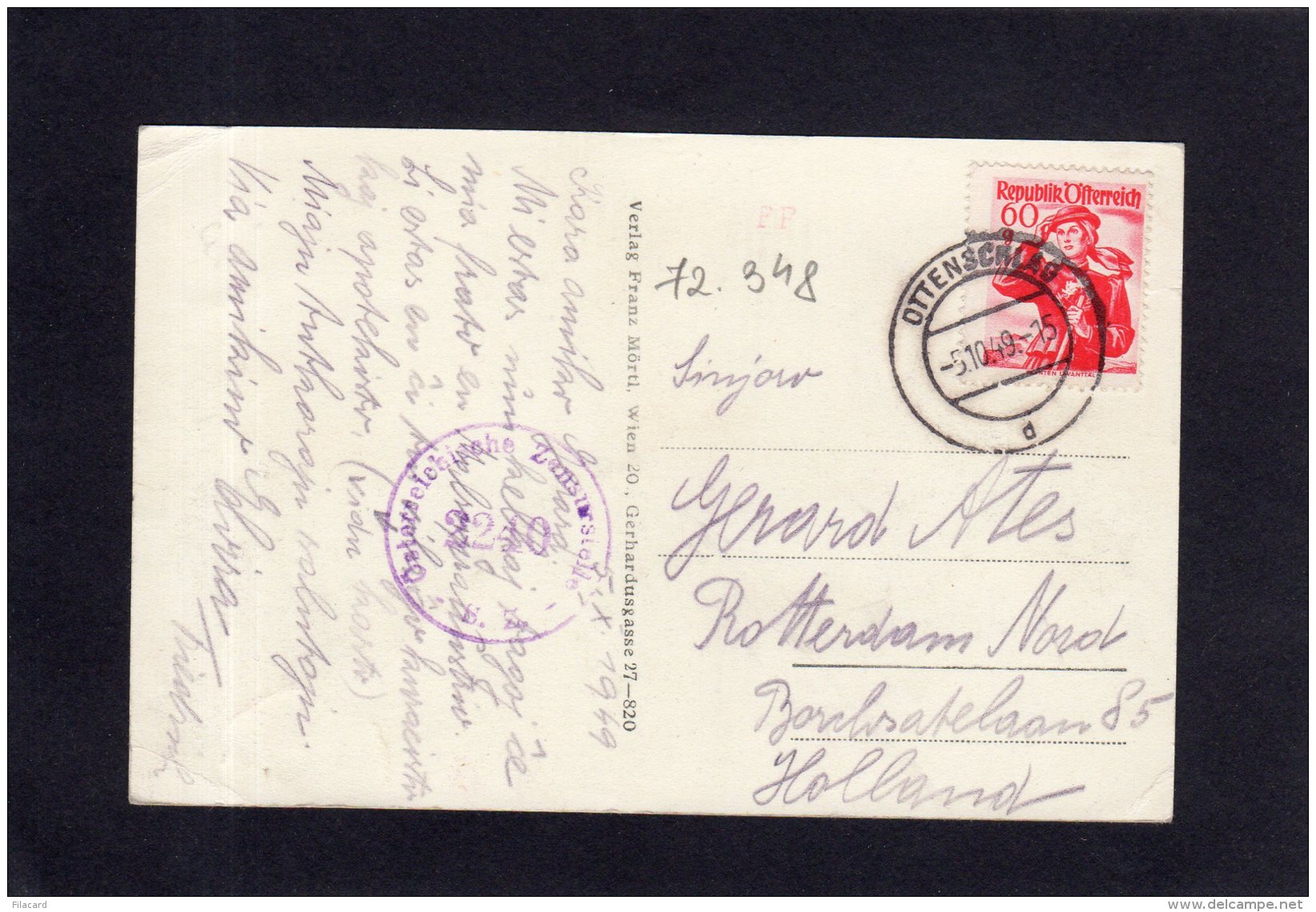 72348     Austria,    Ottenschlag,  N.-Oe.,  Schloss,  VG  1949 - Zwettl