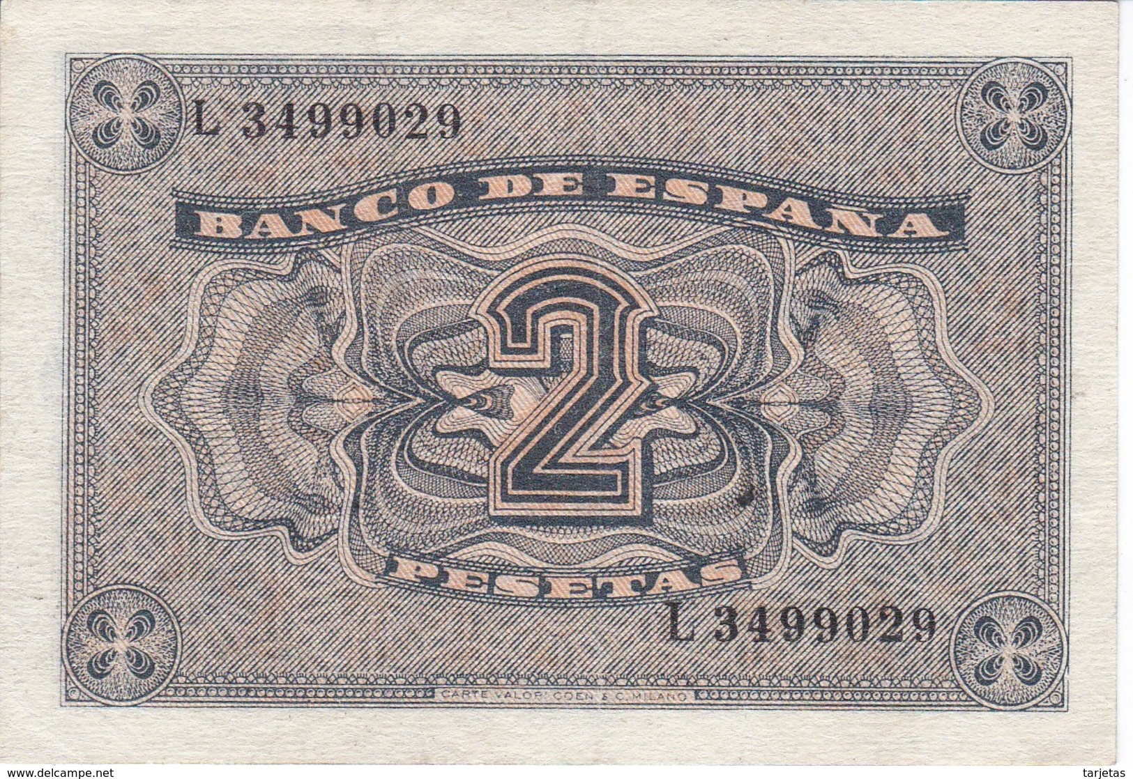 BILLETE DE BURGOS DE 2 PTAS DEL AÑO 1938 SERIE L EN CALIDAD EBC (XF)  (BANKNOTE) - 1-2 Pesetas