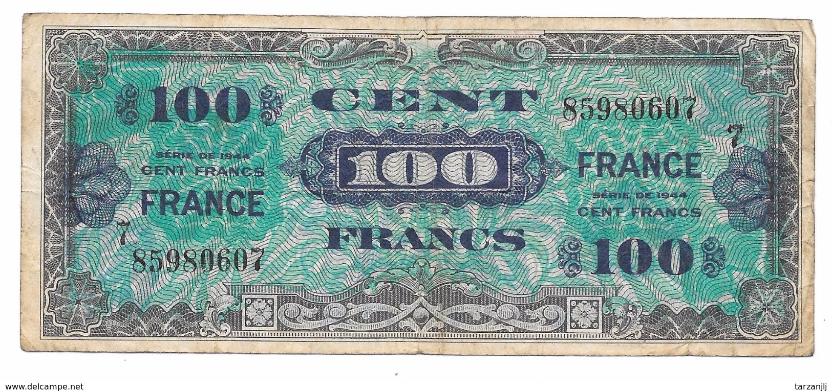 Billet De 100 Francs WWII 1944 Monnaie De Necessité - 1944 Flag/France