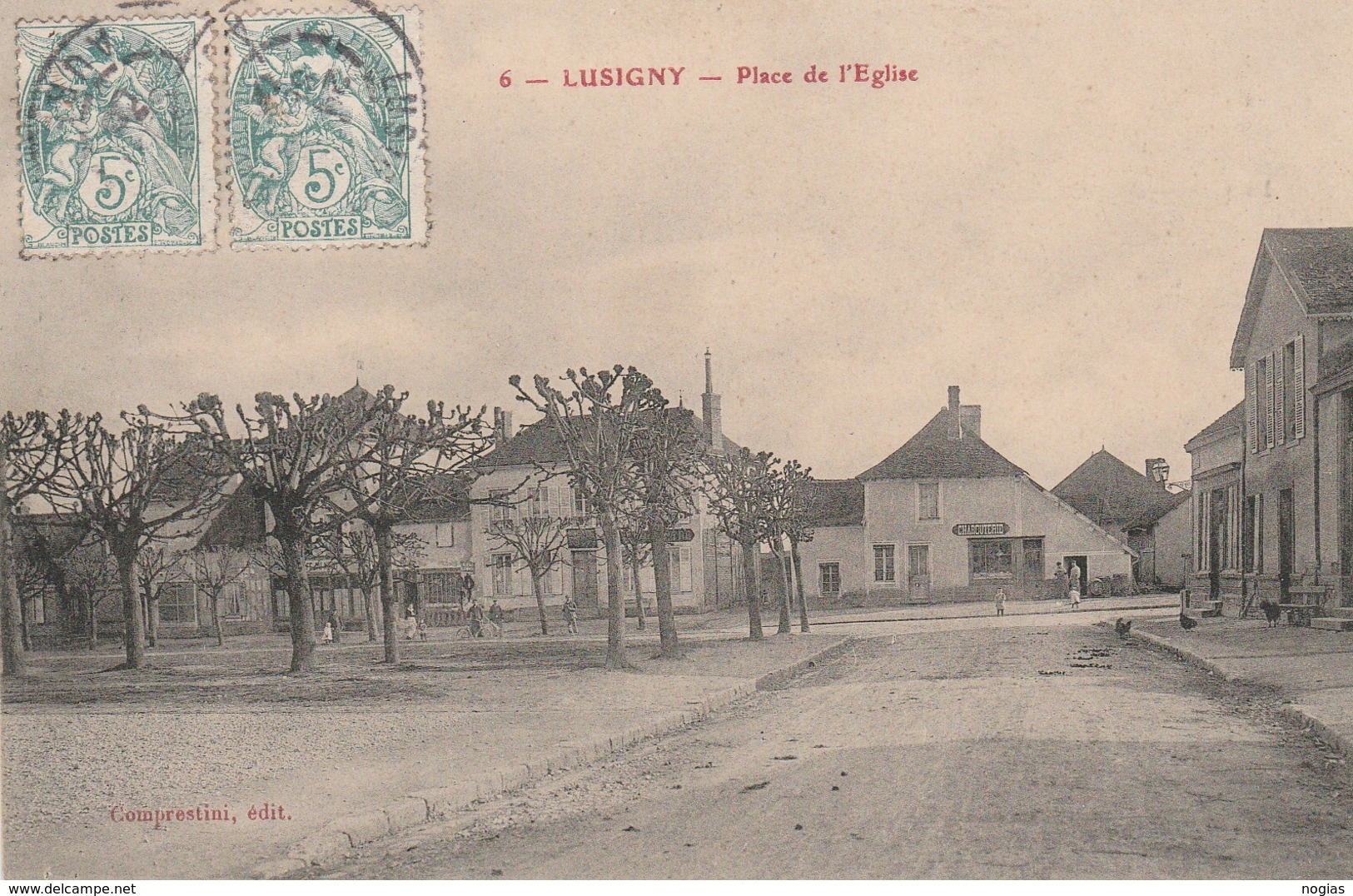 LUSIGNY - LA PLACE DE L'EGLISE - BELLE CARTE - COMMERCES - - Autres & Non Classés