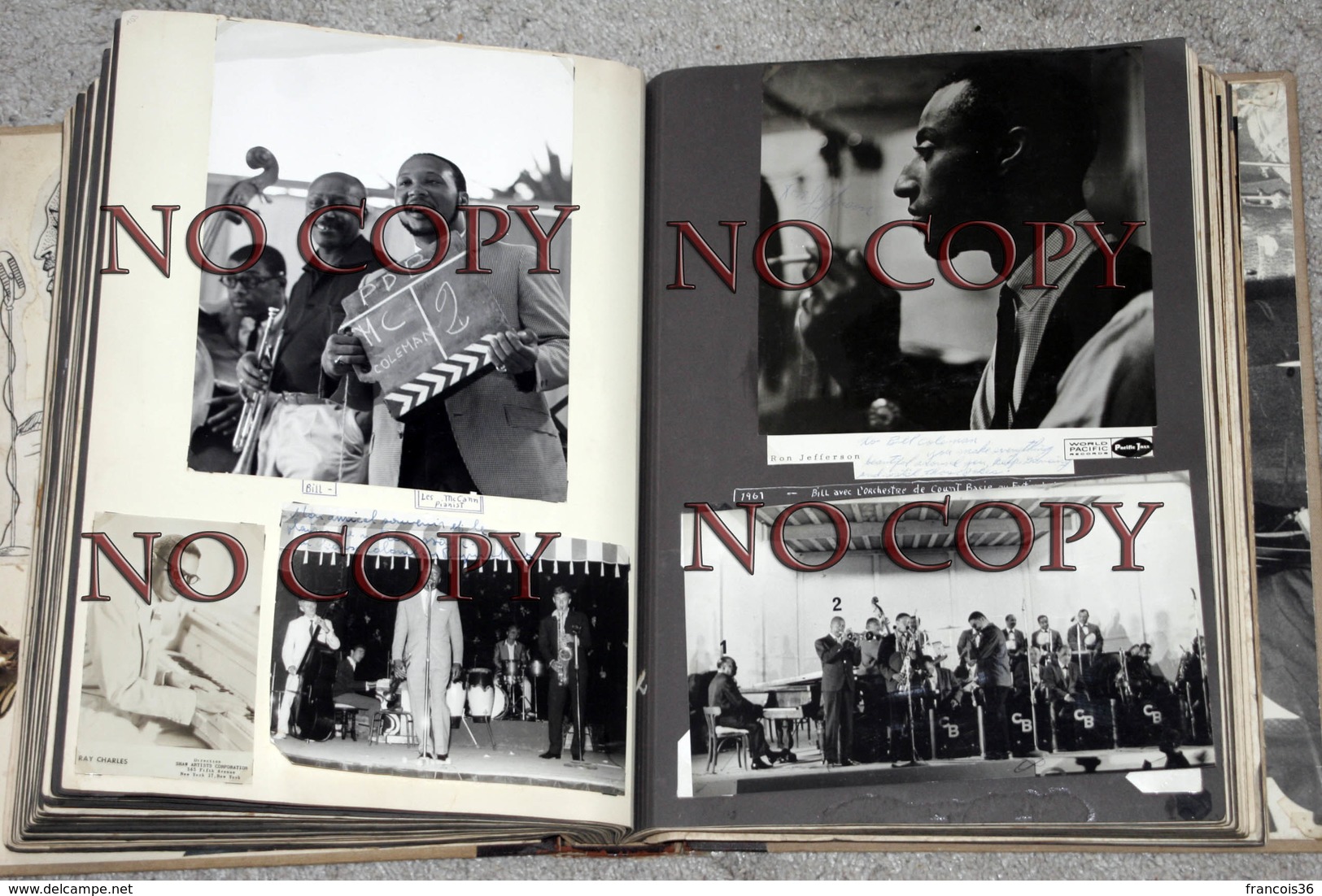 ALBUM de 377 photographies Collection privée de Bill Coleman avec Louis Armstrong Ray Charles - Jazz Swing Blues 50s 60s