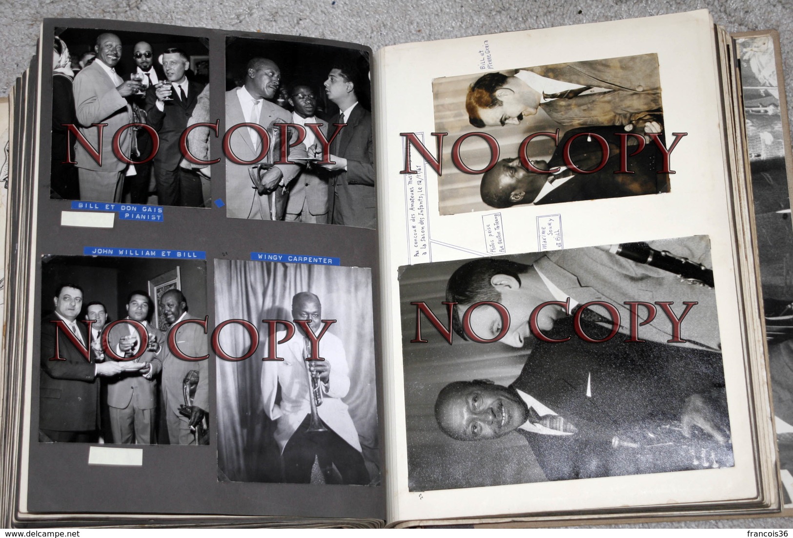 ALBUM de 377 photographies Collection privée de Bill Coleman avec Louis Armstrong Ray Charles - Jazz Swing Blues 50s 60s