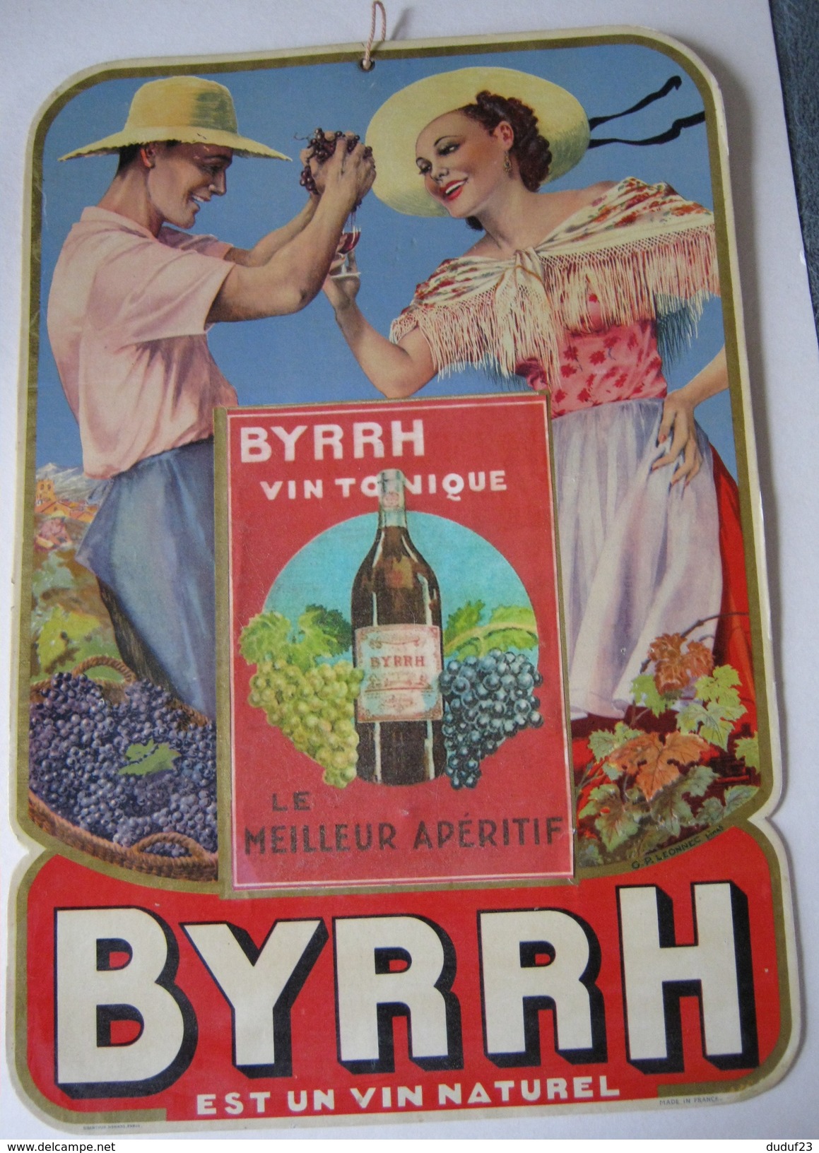 BYRRH : VENDANGEURS - CARTON CALENDRIER EPHEMERIDE ANCIEN (format 40x27 Cm) Imp Oberthur - Circa 1930 - Signé G. LEONNEC - Posters