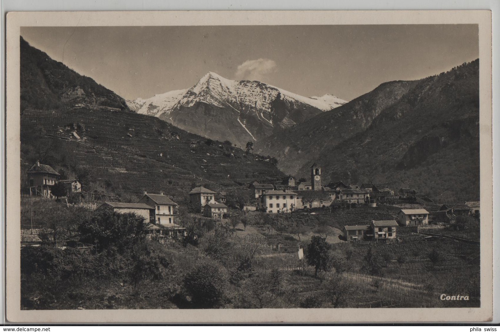 Contra - Panorama - Pensione Ristorante Ticino - Photo: W. Steck - Tenero-Contra