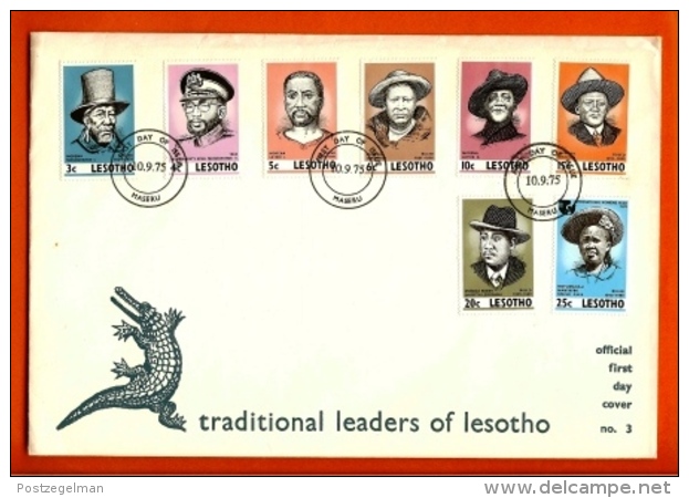 LESOTHO, 1975, Mint F.D.C., MI 183-189, Politicians, F999D - Lesotho (1966-...)