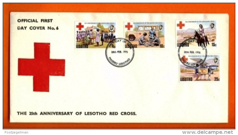 LESOTHO, 1976, Mint F.D.C., MI 195-198, Red Cross, F3417 - Lesotho (1966-...)