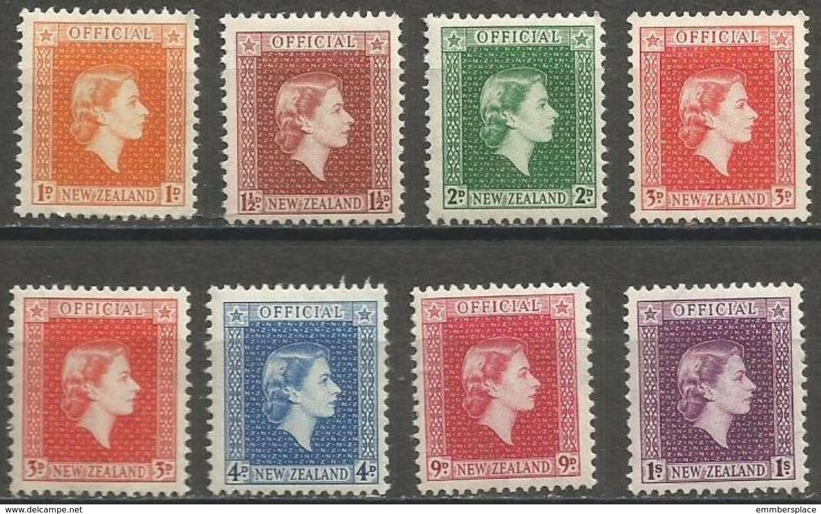 New Zealand - 1954 Queen Elizabeth II Officials  MH *  Sc O100-6 - Officials