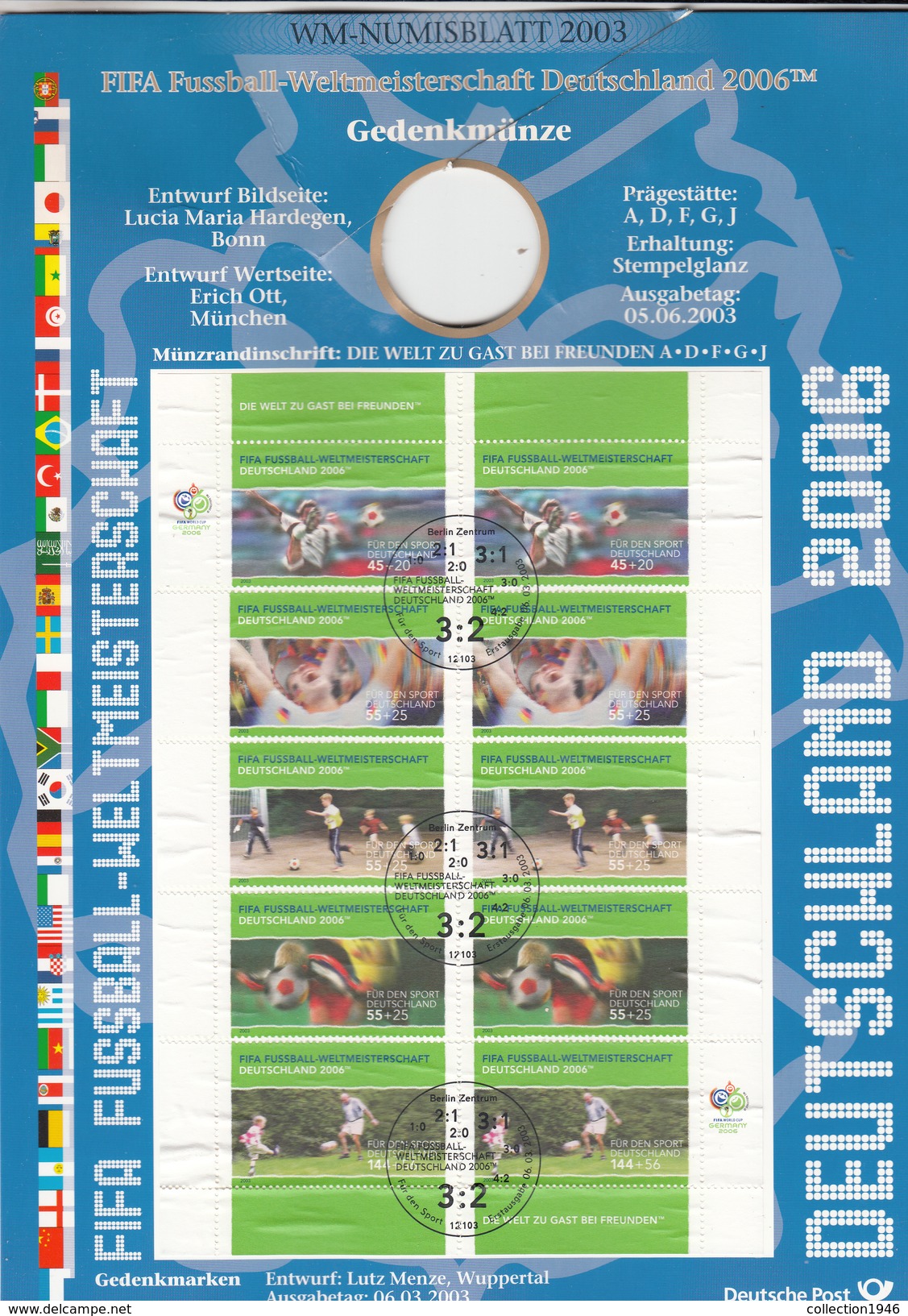 BRD Weltmeisterschaft,2 Wm-numisblätter Ohne Gedenkmünzen,2003+2005,football,fussball,voetbal,fútbol,gestempelt(C270) - 2006 – Duitsland