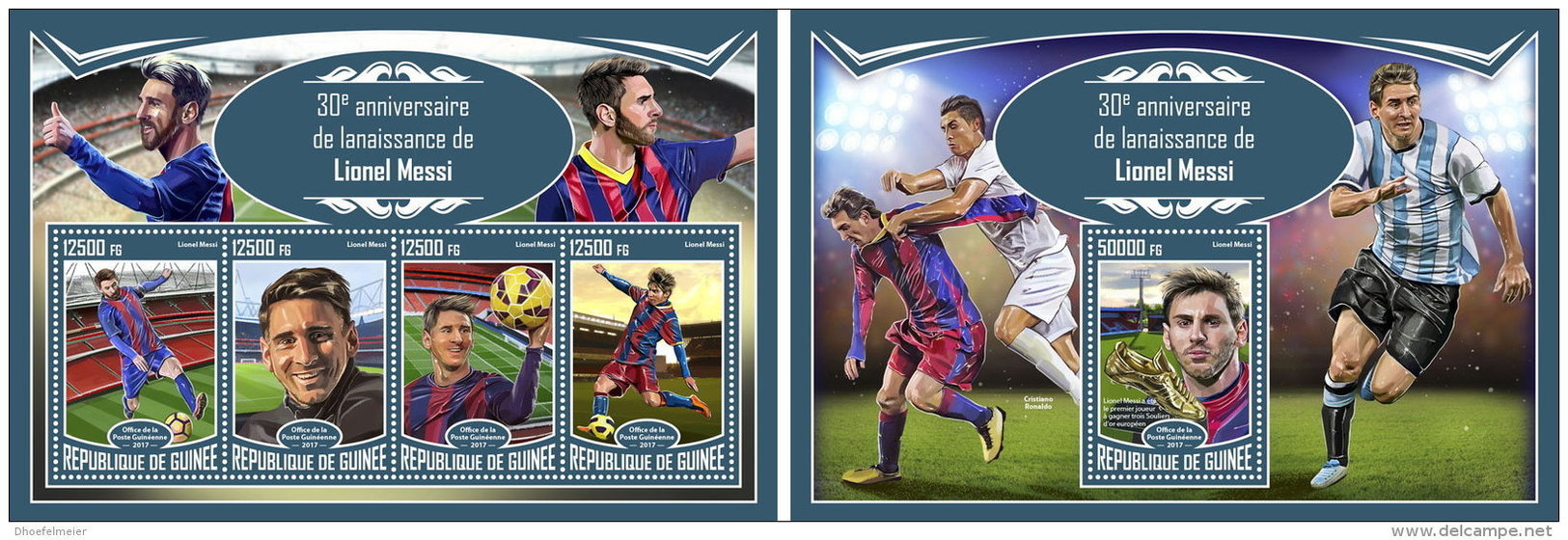 GUINEA REP. 2017 ** 30th Birthday Lionel Messi Football Player M/S+S/S - OFFICIAL ISSUE - DH1733 - Sonstige & Ohne Zuordnung