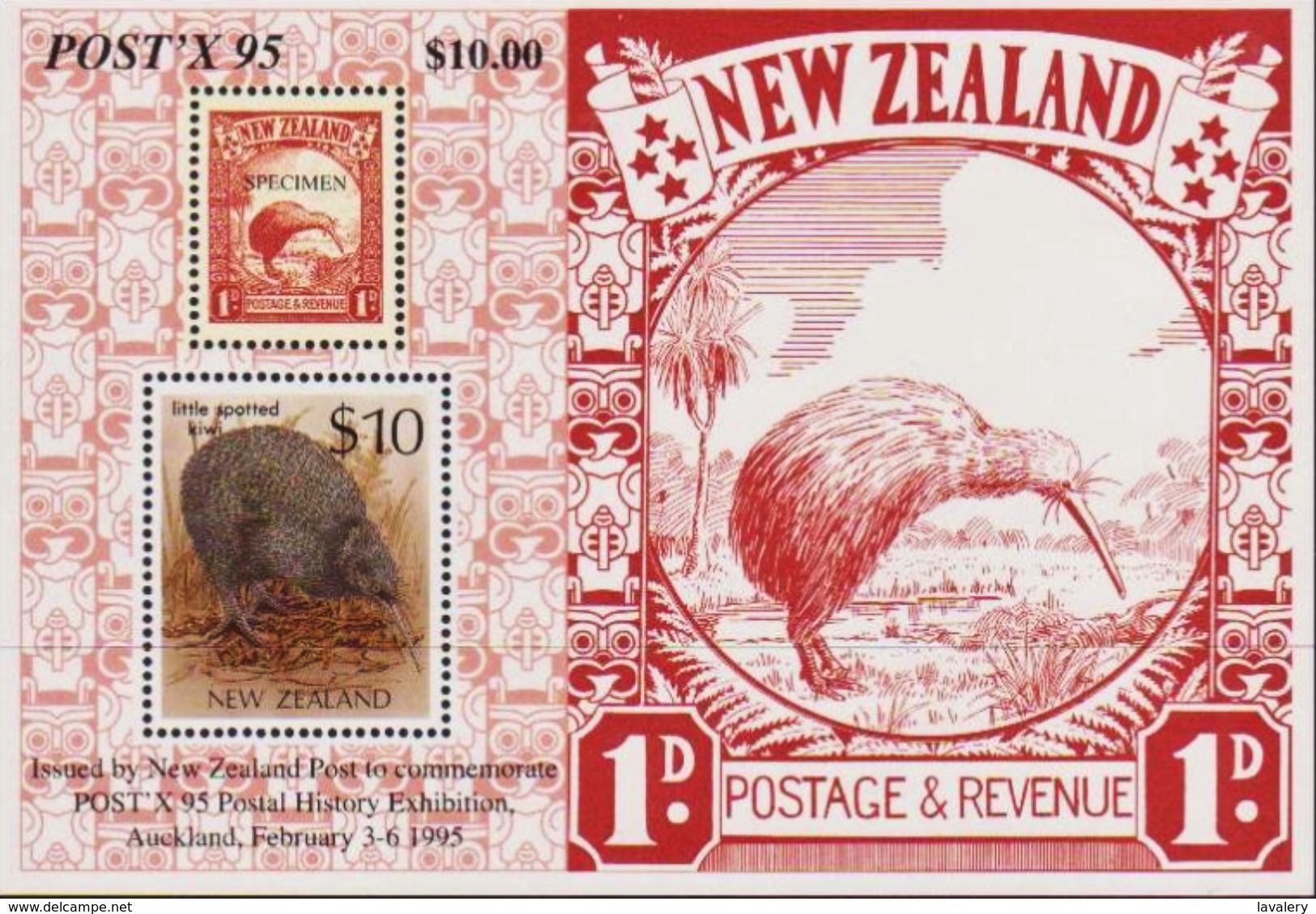 NEW ZEALAND 1995 POST'X 95 Postal History Exhibition Kiwi Bird Birds Animals Fauna MNH - Kiwis