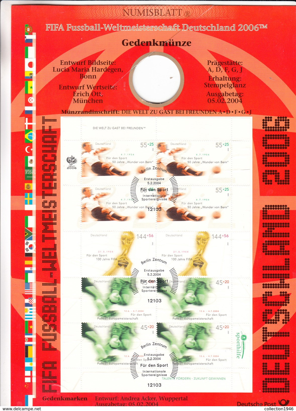 BRD Weltmeisterschaft,2 Wm-numisblätter Ohne Gedenkmünzen,2003+2004,football,fussball,voetbal,fútbol,gestempelt(C271) - 2006 – Duitsland