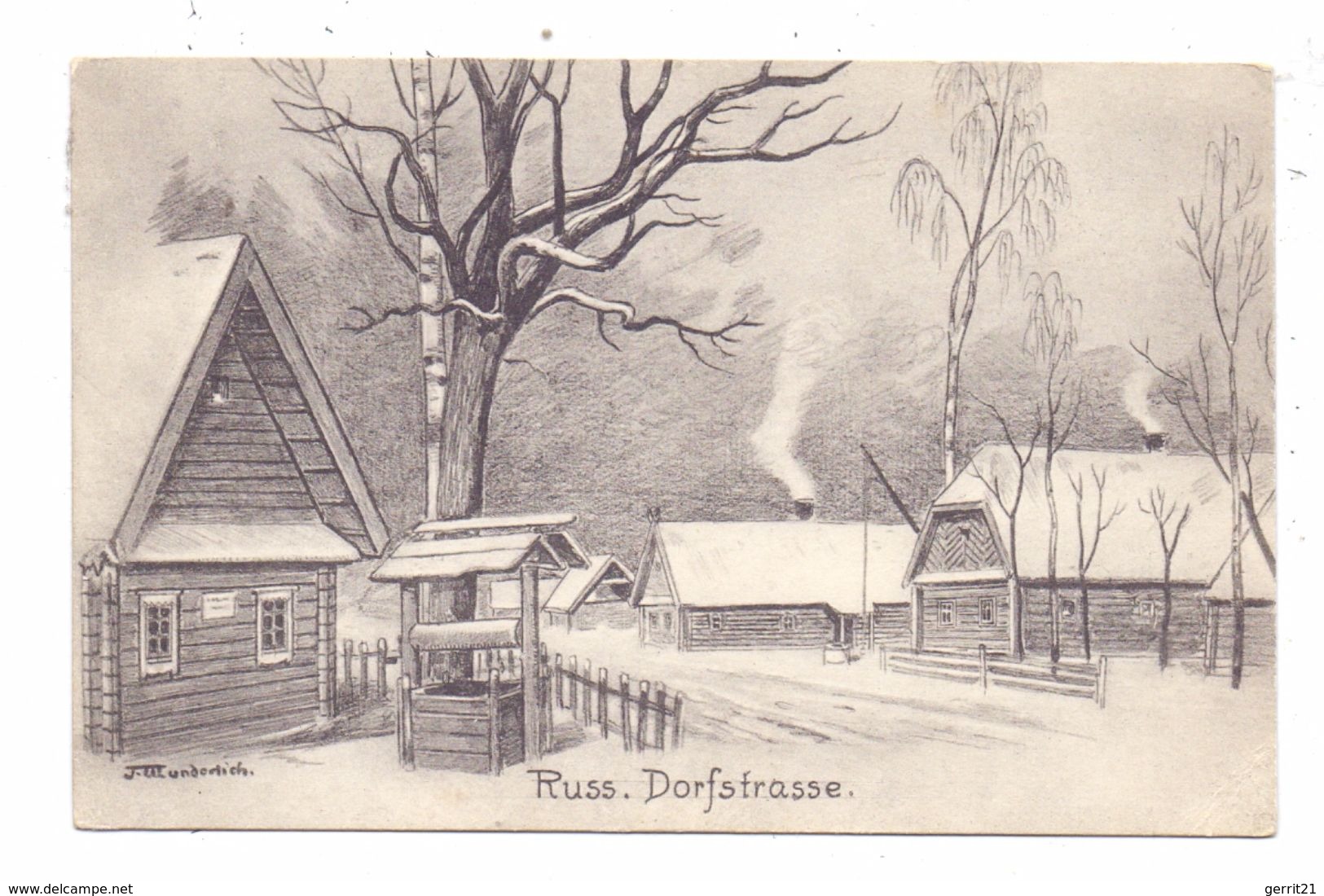 RUSSLAND / ROSSIJA - 1.Weltkrieg, Russische Dorfstrasse, Bauernhäuser - Russland