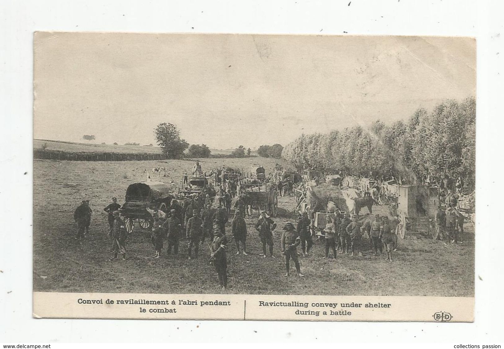 Cp, MILITARIA , Guerre 1914-18 , Convoi De Ravitaillement àl'abri Pendant Le Combat , Voyagée 1914 - Guerre 1914-18