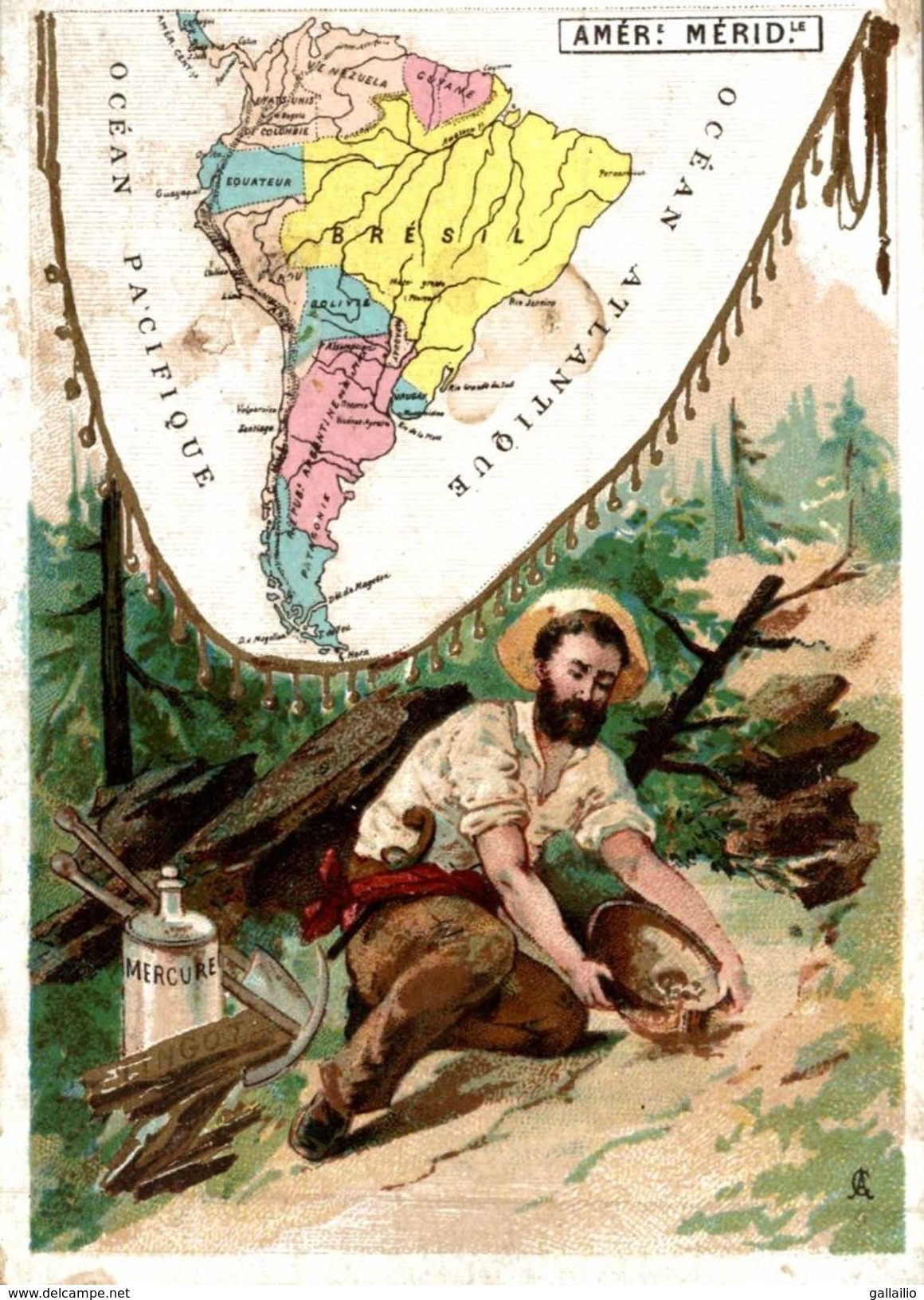 CHROMO CARTE GEOGRAPHIQUE AMERIQUE DU SUD - Otros & Sin Clasificación