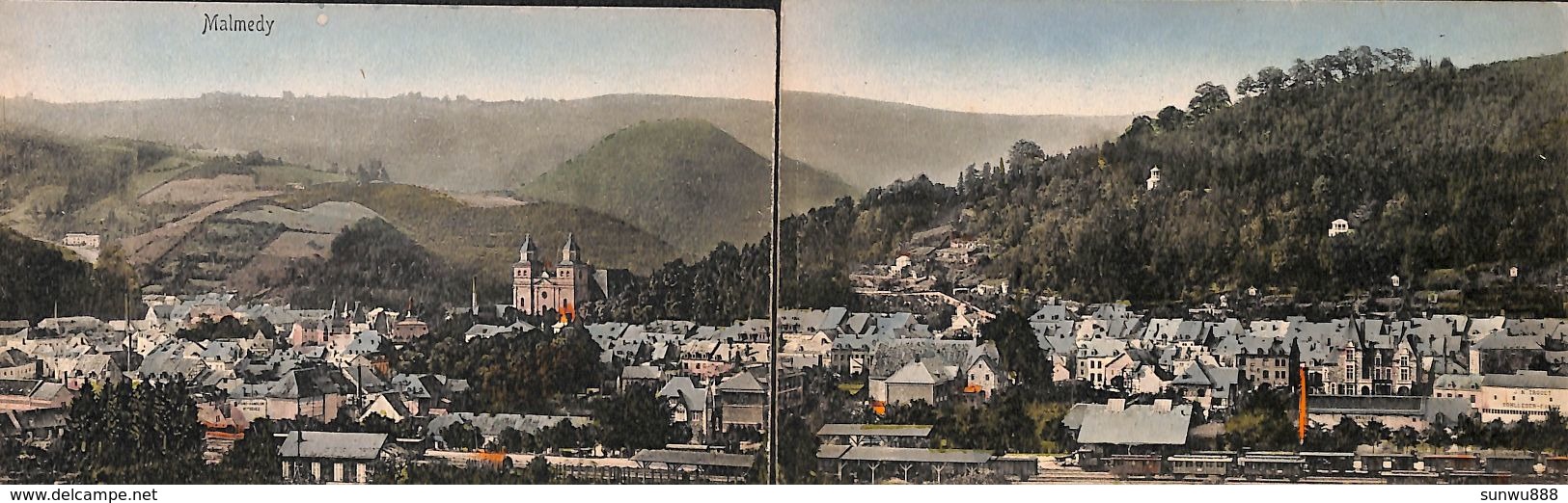 Malmedy - Panorama Colorisé Sur 2 Cartes (détachées) - Malmedy