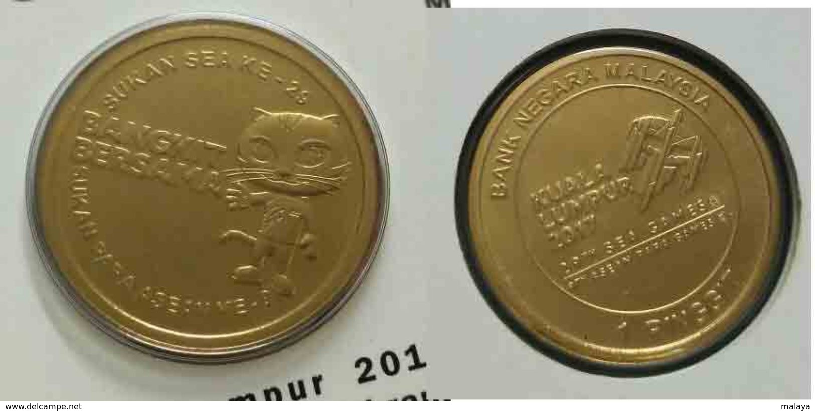 Malaysia 2017 1 Ringgit  29th Sea Games Brunei Singapore Thailand Myanmar 9th Asean NORDIC GOLD COIN (B.U.) Cambodia - Malaysia