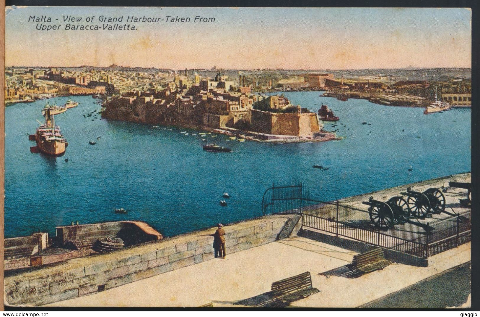 °°° 6517 - MALTA - VIEW OF GRAND HARBOUR - 1920 With Stamps °°° - Malta