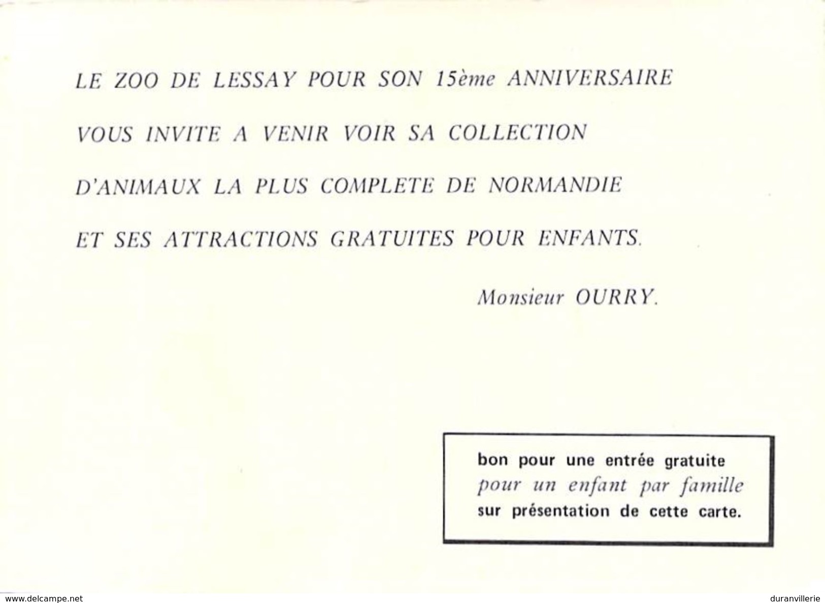 50 - Lessay - ZOO: "bon Pour 1 Entrée Gratuite": Otarie, Tigre, Guenon, Lamas, Guépard, Flamants Roses, éléphant - Sonstige & Ohne Zuordnung