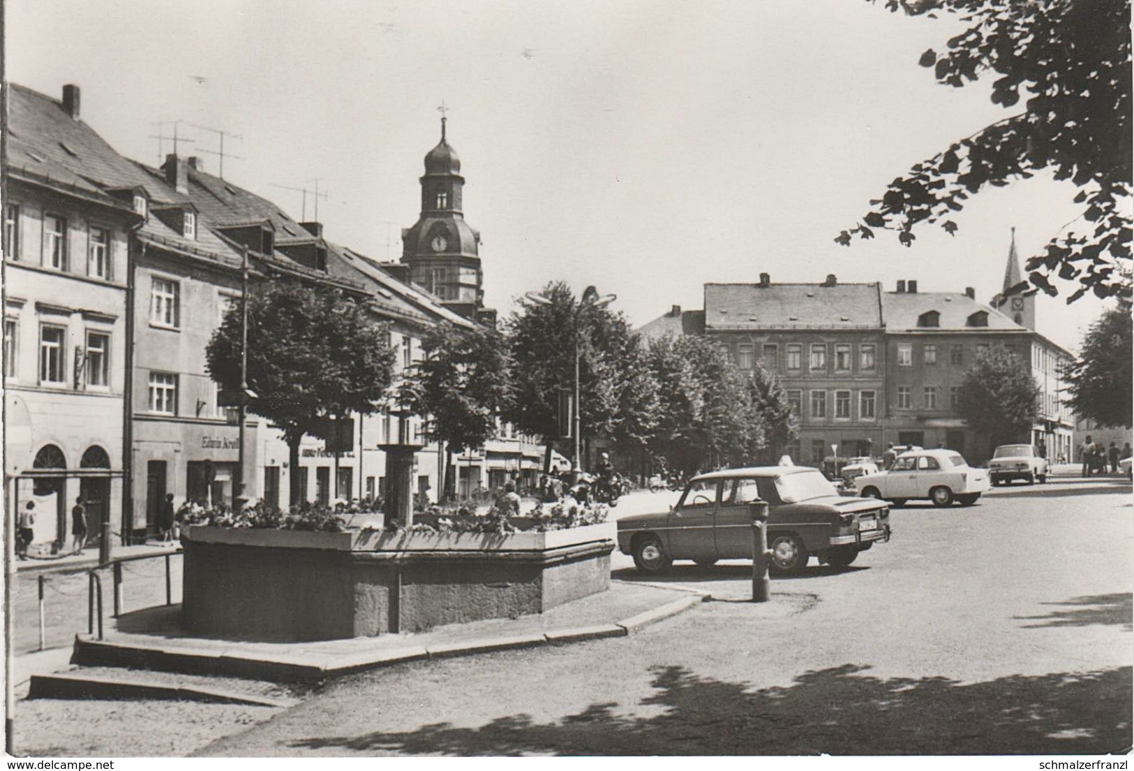 AK Schleiz Thüringen Altmarkt Cafe Gasthof Skoda Trabant Wartburg A Görkwitz Oettersdorf Crispendorf Oberböhmsdorf DDR - Schleiz