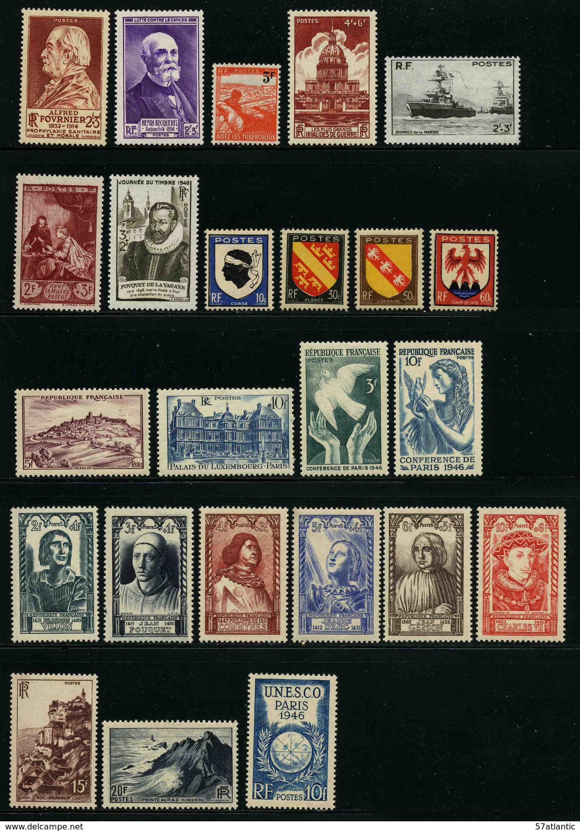 FRANCE - ANNEE COMPLETE 1946 - YT 748 à 771 ** - 24 TIMBRES NEUFS ** - 1940-1949