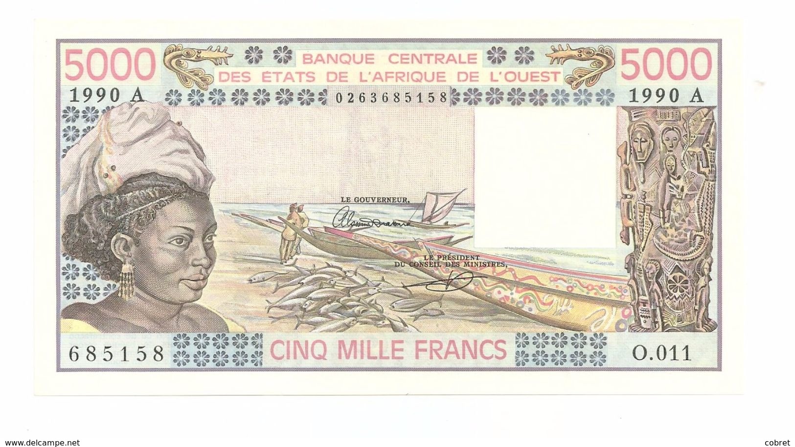 5000 Francs, Cote D'Ivoire, 1990 - Côte D'Ivoire